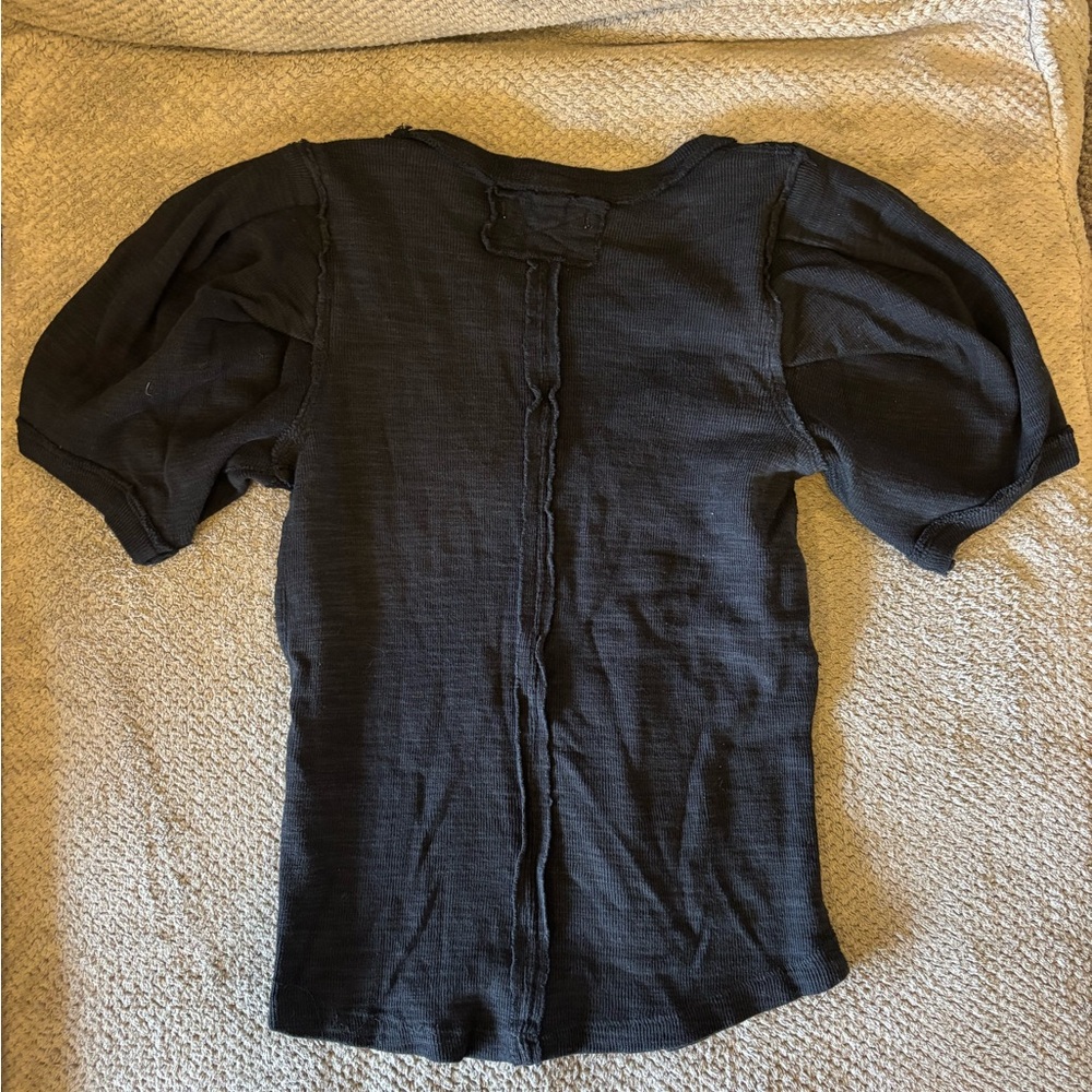 Free People Black Short Sleeve Top